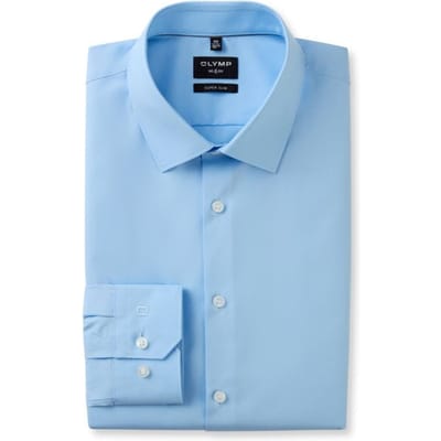 OLYMP No. Six super slim fit overhemd - mouwlengte 7 - lichtblauw - Strijkvriendelijk - Boordmaat: 37 (EU maat: S)