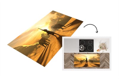 Keukenloper - Loper keuken - Olifant - Goud - Illustratie - 120x60 cm - Keukenloper vinyl