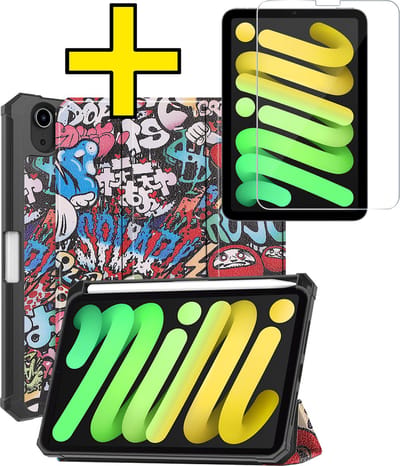 Hoes - Geschikt voor Apple iPad Mini 7 (2024) - 8.3 inch - 7e Generatie - Met Screenprotector - Trifold Bookcase - Hard Cover Case - Met Uitsparing Geschikt voor Apple Pencil - Hardcover Book - Tablet Hoesje - Graffity