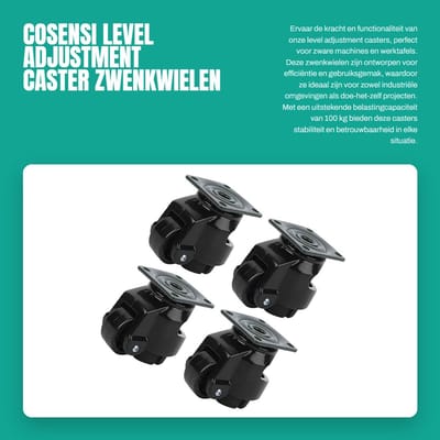 Dailygoods- Leveling Casters - 4 Stuks - Zware Belastbaarheid - Nylon Materiaal - Verstelbare Wielen - Geschikt voor Werktafels - Duurzaam - Transportwielen