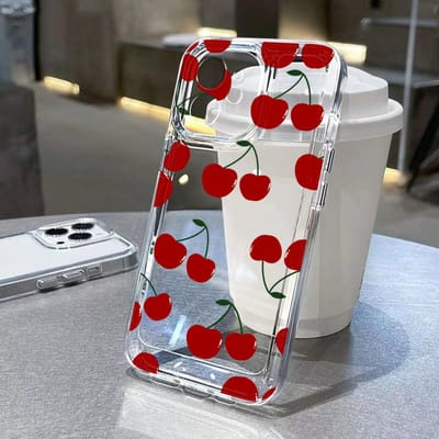 Coque de téléphone Cherry pour Samsung A56 5G A55 A36 A26 A16 A15 A35 A34 A33 A54 A53 A52s A25 A14 A13 A06 A05s A05 Coque transparente en silicone For A56 5G A36 5G