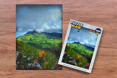 Puzzel Wolken hangen laag in de groene gebergtes op de Azoren - Legpuzzel - Puzzel 1000 stukjes volwassenen