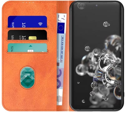Geschikt voor Samsung Galaxy S20 Ultra Telefoonhoesje Bruin Kunstleer Met Magnetische Sluiting - Portemonnee BookCase Met Pasjeshouder - ProtX