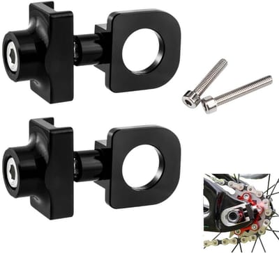 2-delige fietskettingspanner - Verstelbare veer van aluminiumlegering - Voor fietskettingspanner - Zwart