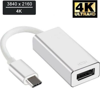 DrPhone DPC2 - USB-C 3.1 Adapter Thunderbolt 3 - USB-C Naar Displayport Converter 4K @ 60Hz TYPE-C Naar DP - Zilver