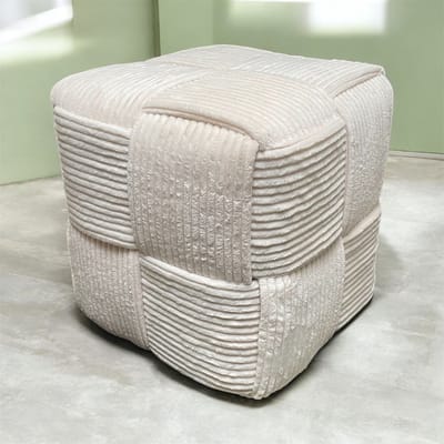 Poef offwhite stripe 40x40cm