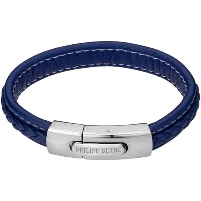 Echt leer en roestvrij stalen armband Philipp Blanc Henry