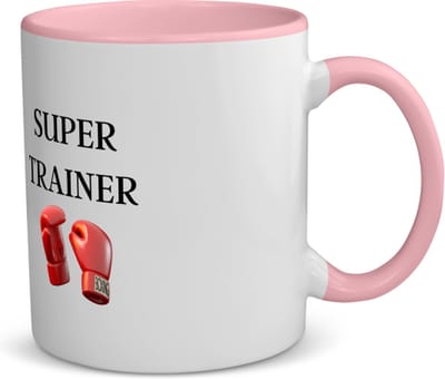 Akyol - super trainer koffiemok - theemok - roze - Sport - coach - boxing - trainer - geschenk - verjaardag - love gift - 350 ML inhoud