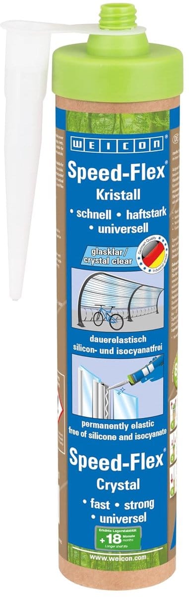 WEICON Green Tube Speed-Flex Kristal, 280 ml, Lijm en afdichtmiddel voor glasheldere verlijming op MS-polymeerbasis