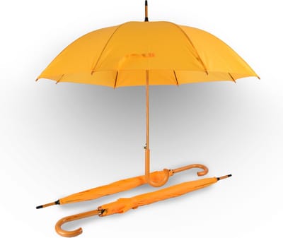 Paraplu 3 stuks - Set van 3 Koninklijke Oranje & Gele Paraplu voor Volwassenen | Stijlvolle Klasse | 98cm Diameter – Windproof | Met Houten Handvat en Stok
