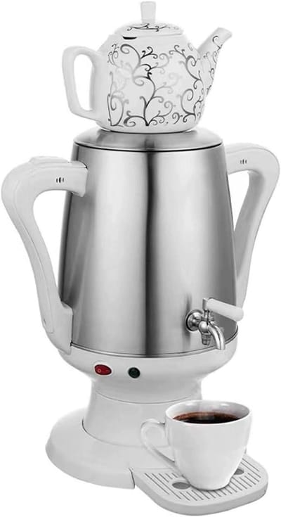 Elektrische Theemaker - Waterkoker Theepot - Authentiek Thee Zetten - Automatische Uitschakeling - 4 Liter Inhoud - Wit