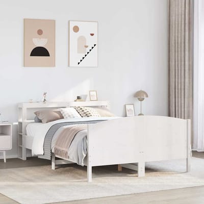 vidaXL - Bedframe - zonder - matras - massief - grenenhout - wit - 150x200 - cm