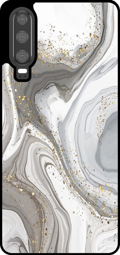 Smartphonica Telefoonhoesje Geschikt voor Huawei P30 met marmer opdruk - TPU backcover case marble design - Zilver geschikt voor Huawei P30
