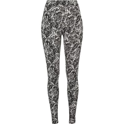 Urban Classics - Soft AOP blackpaint Legging - XS - Zwart/Wit