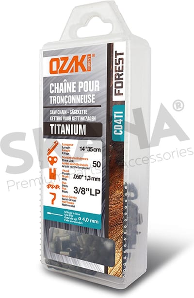 Zaagketting OZAKI halfhaaks, 3/8" .050 (1,3mm) low pro, titanium inductie - 50 schakels.