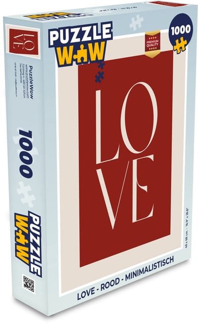 Puzzel Love - Rood - Minimalistisch - Legpuzzel - Puzzel 1000 stukjes volwassenen