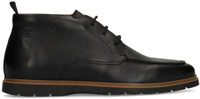 Manfield - Heren - Zwarte leren veterschoenen - Maat 43