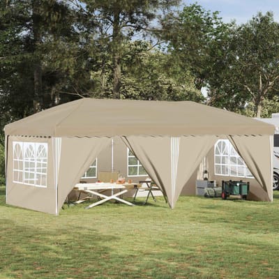vidaXL - Pop-up - Feesttent - 575 - x - 288 - x - 245 - cm - Crèmekleurig