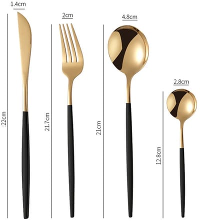 Cheffinger Bestekset - 24-delig - Goud/Zwart - Voor 6 Personen