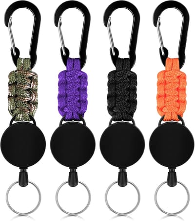 Retractable key chains 50cm - 4 kleuren - met karabijnhaak - ideaal voor sleutels - SnelShoppen