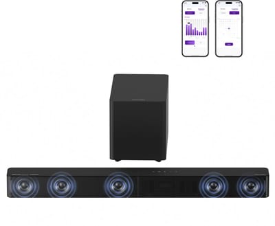 ULTIMEA Poseidon M60 Boom - 5.1-kanaals Dolby Atmos-soundbar, surround sound met bekabelde subwoofer, Bluetooth 5.4