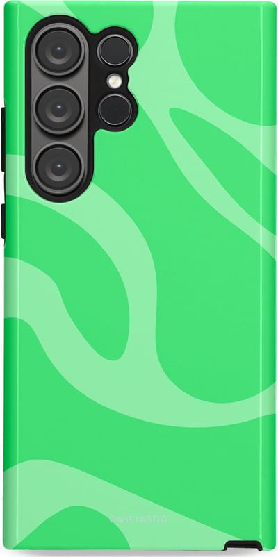 Casetastic hoesje geschikt voor Samsung Galaxy S23 Ultra - Dubbellaagse bescherming - Limoen Groene Vloeiende Golven - Fashion Case - Groen