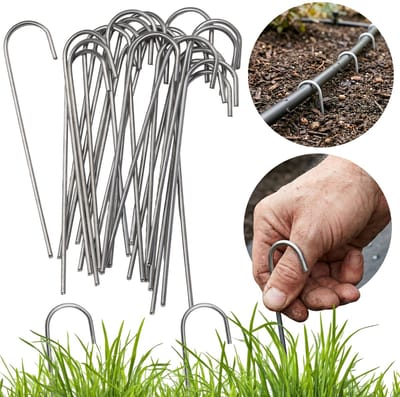 Verzinkte stalen J-pinnen, roestbestendige grondankers voor agrotextiel 15cmx3cm fi 3mm, 25 stuks