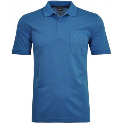 Ragman Softknit Poloshirt Breast Pocket Pima Cotton Mix Midden Blauw Melange / male