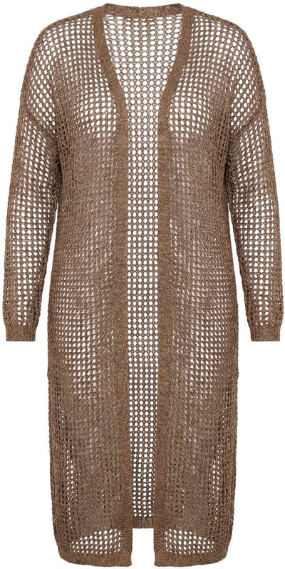 MIAMODA - Dames - Vest loose fit opengewerkt breisel glittereffect - Goud - Maat 46+