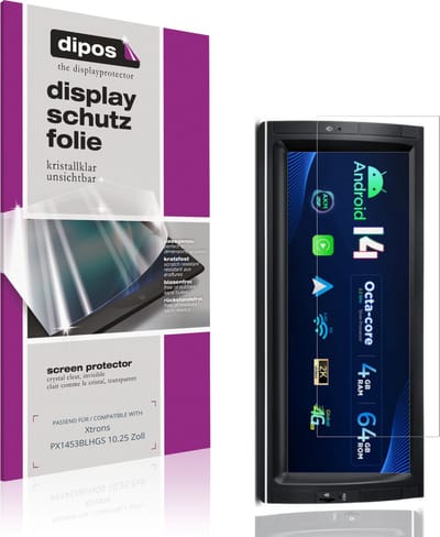 dipos – 2x Beschermfolie geschikt voor Xtrons PX1453BLHGS 10.25 Zoll | Krasbestendige & heldere Screenprotector Ultra-Thin