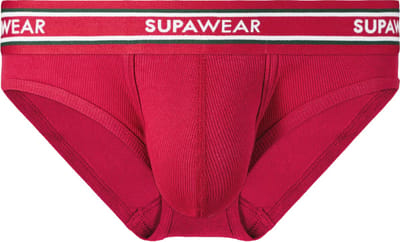 SUPAWEAR Ribbed Varsity Brief Red - MAAT S - Heren Ondergoed - Slip voor Man - Mannen Brief