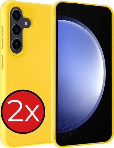 Hoesje - 2 Stuks - Geschikt voor Samsung Galaxy S23 FE - Sterk & Shockproof - Telefoonhoes - Back Cover - Case Siliconen - Telefoon Hoes - Geel
