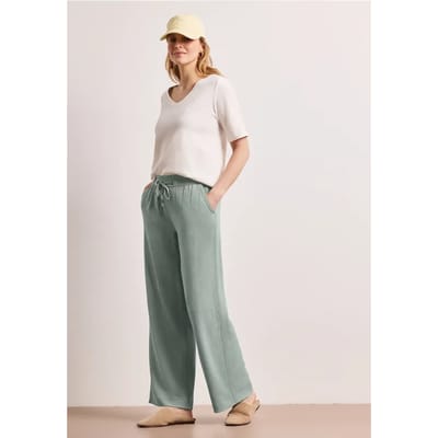 High Waist broek met wijde pijpen in casual pasvorm