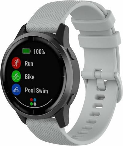 By Qubix - Geschikt voor Garmin bandje - Geschikt voor Garmin Vivomove 3 / HR / Luxe / Sport / Style / Trend - Sportband met motief - Grijs - Smartwatch bandje 20mm