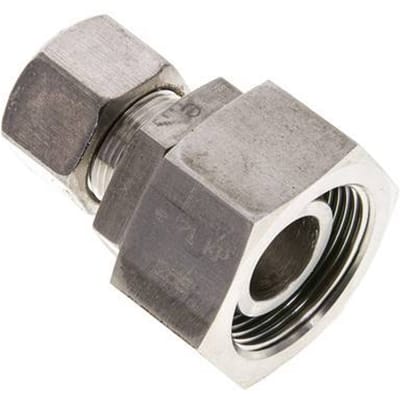16S & 25S RVS Rechte Knelfitting Draaidoorvoer 250bar FKM O-ring en Afdichtconus ISO 8434-1