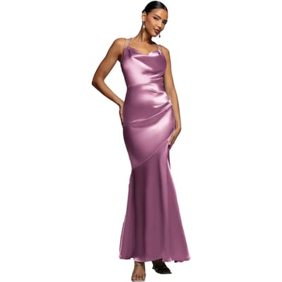 Satin Jurk met Bloedneklijn en Rugbandjes Dames Goddiva