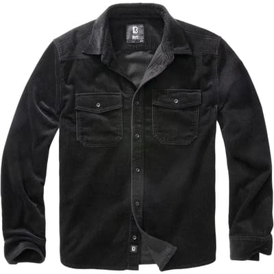 Brandit Klassieke Corduroy Heren Longsleeve - zwart - S