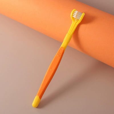 1 Stuks Huisdier Tandenborstel 3-Zijdige Hond Plastic Tandenborstel Kat Hond Mondverzorgingsproducten Puppy Kitten Tanden Poetsgereedschap One size orange