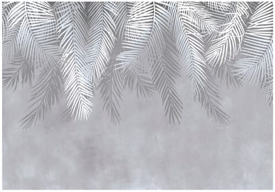 WALLARENA - Fotobehang - 150x105 cm - Fototapete met palmbladeren op beton, veren voor de woonkamer en slaapkamer