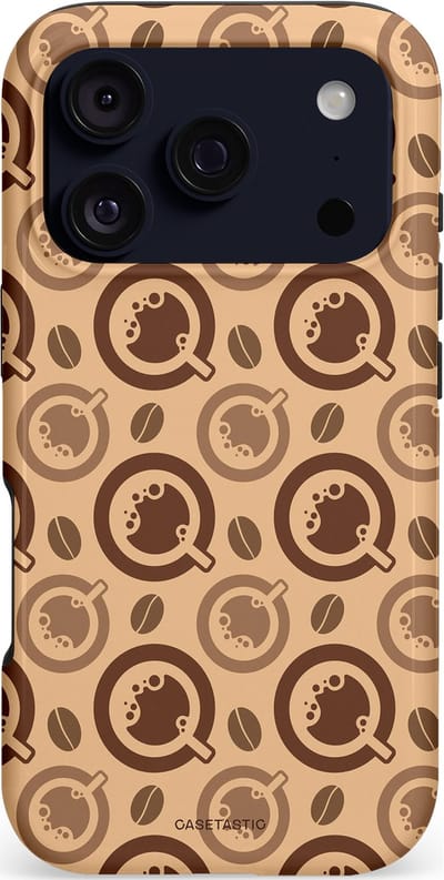 Casetastic hoesje geschikt voor Apple iPhone 17 Pro - MagSafe - Dubbellaagse bescherming - Cappuccino Ontwerp - Fashion Case - Taupe Perzik Donkergrijs