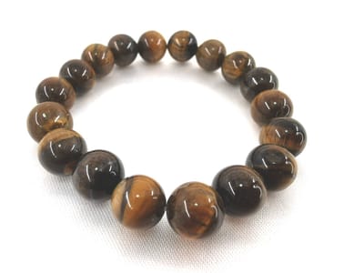 Armband – Heren – Edelsteen – Tijgeroog – 22 cm – Ø 12 mm - Uniek uitstaling - Echte heren armband.