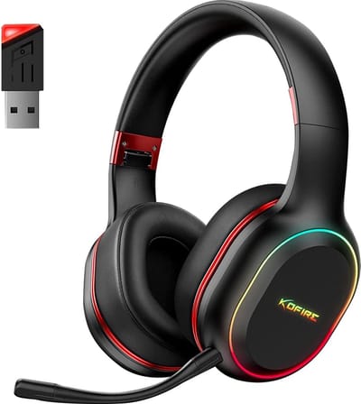 Kofire UG-05 2.4GHz Draadloze Gaming Headset - Bluetooth koptelefoon - Afneembare microfoon - Geschikt voor PS4/PS5, Nintendo Switch - Zwart - Rood