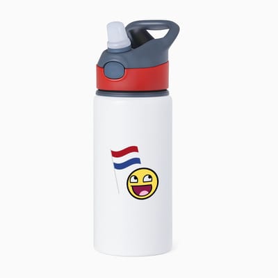 Hacebo® - Nederlandse vlag smiley waterfles met rietje rood - Nederland - Nederlanders - boeren - verjaardagscadeau - kado - water fles - 650ML