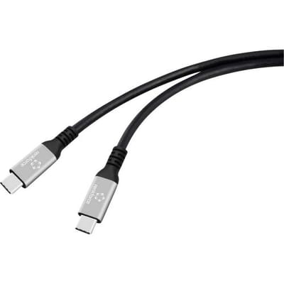 Renkforce RF-6805038 USB-C-kabel USB 4.0 USB-C stekker 1.5 m Zwart Aluminium-stekker, Silicone, Zeer flexibel, 8K UHD