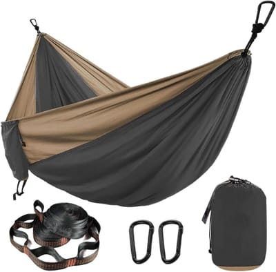 Camping Hangmat - Outdoor Swing - Ontspannen in de natuur - Ultralicht en compact - Tweepersoons - Donkergrijs