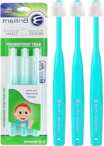 Baby Tandenborstel - Peuter Borstel - Mondhygiëne Baby - 360 Graden Reiniging - 3 Stuks - Mint