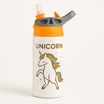 Gedurfde Neon Drinkfles – Trendy Waterfles voor Stijlvolle Avonturiers - Waterfles voor kinderen (wit/oranje)