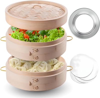 Bamboe Stoomboot - Stoommandjes - Gezond Koken - Natuurlijk Materiaal - 142 Kilogram - Natuurlijk