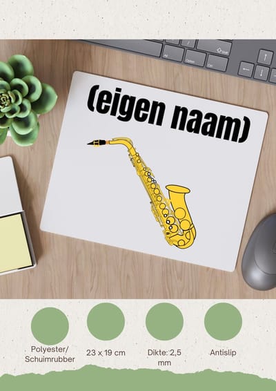 Akyol - saxofoon met eigen naam Muismat - Saxofoon - muziek liefhebbers - iemand die houdt van saxofoons - verjaardag - cadeau - kado - geschenk - 23 bij 19 cm