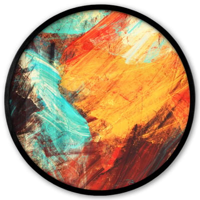Poster in lijst Rond - Fotolijst 40x40 cm - Posters - Schilderij - Abstract - Olieverf - Ronde posterlijst zwart - Decoratie - Wanddecoratie woonkamer - Muurdecoratie slaapkamer